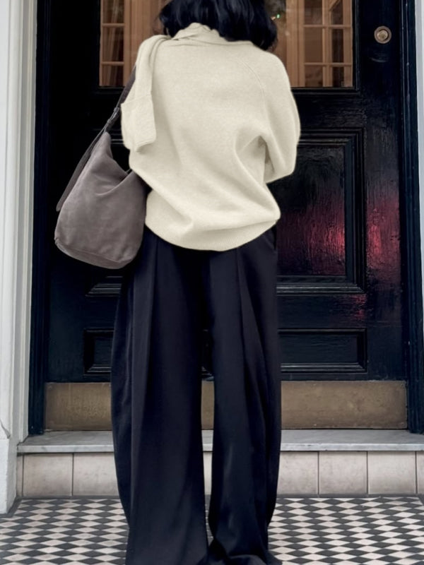 Solid Draped Sweater