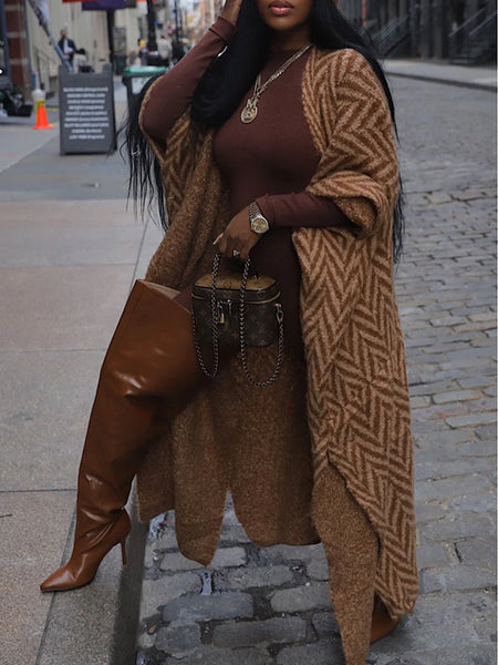 Printed Side-Slit Open-Front Duster