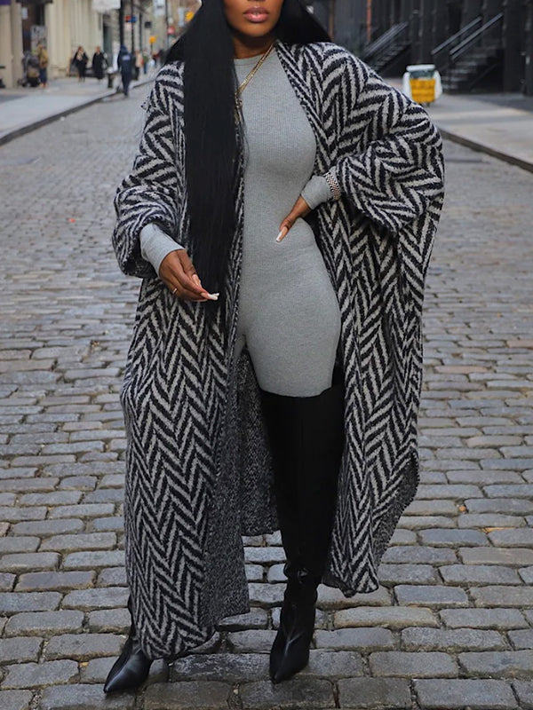 Printed Side-Slit Open-Front Duster