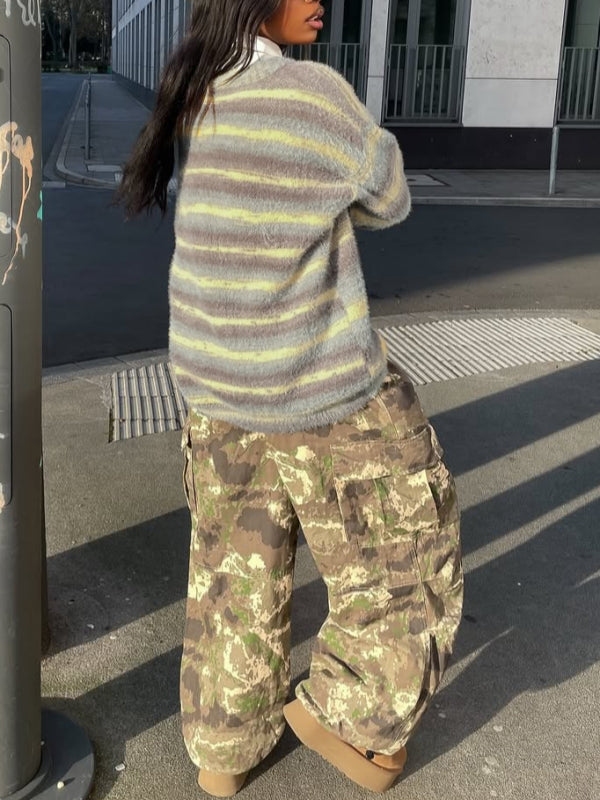 Stripe Button-Front Cardigan