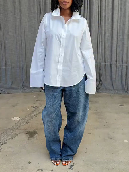 Convertible Sleeve Side-Slit Shirt