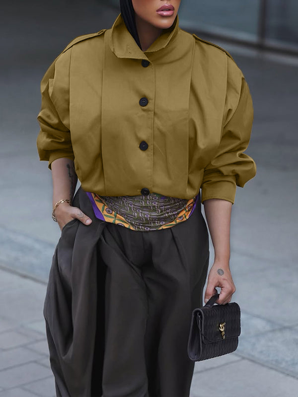 Button-Front Pleated Jacket