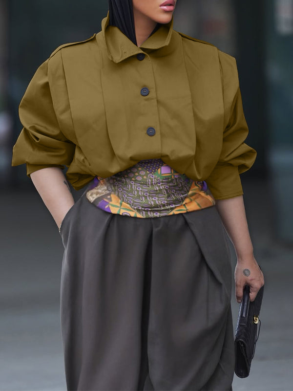 Button-Front Pleated Jacket