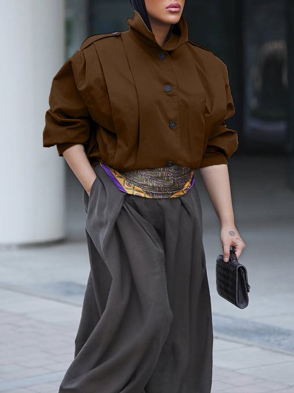 Button-Front Pleated Jacket