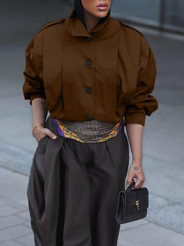 Button-Front Pleated Jacket