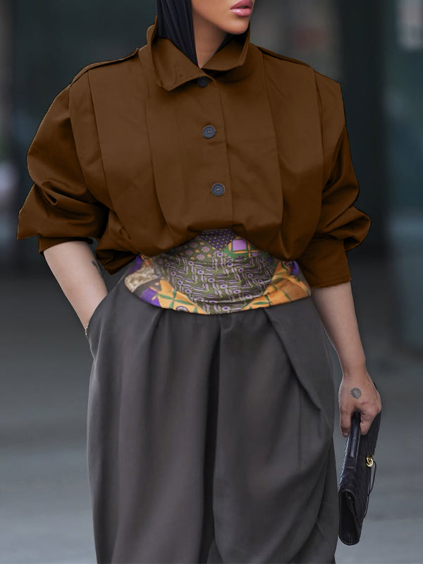 Button-Front Pleated Jacket