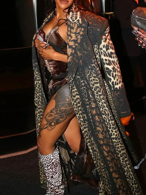 Leopard Belted Trench