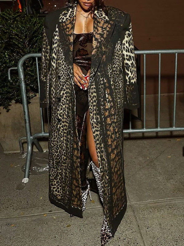 Leopard Belted Trench