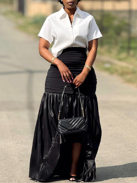 Ruched Combo Skirt