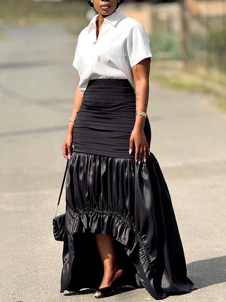 Ruched Combo Skirt