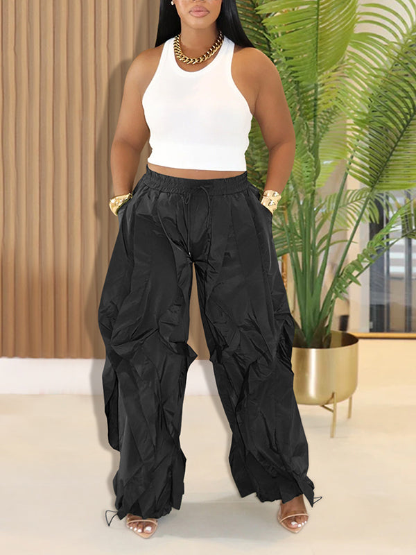 Solid Ruched Combo Pants