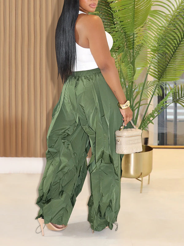 Solid Ruched Combo Pants