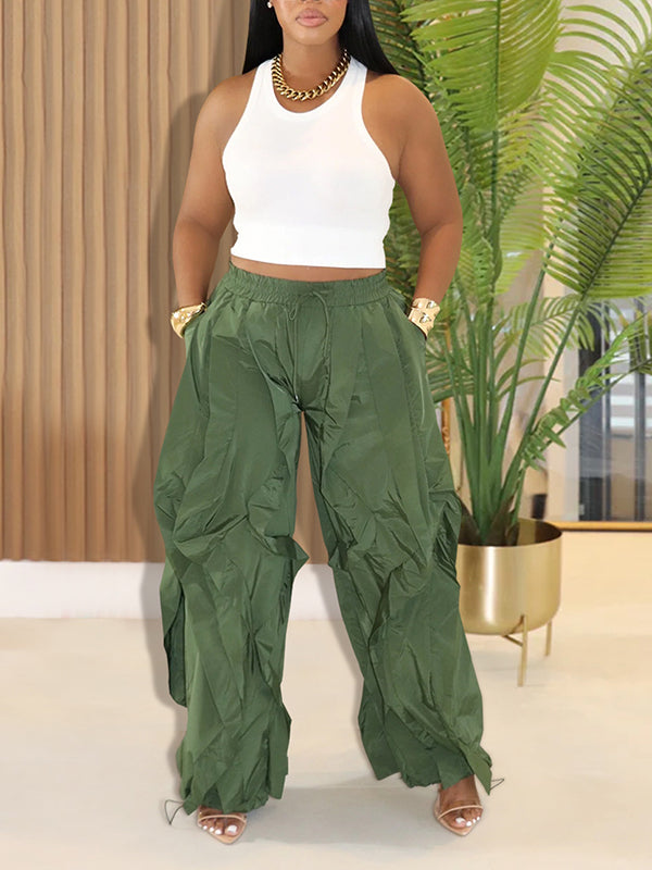 Solid Ruched Combo Pants