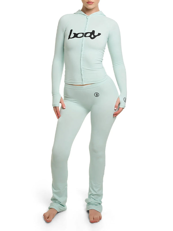 Printed Zip-Front Hoodie & Pants Set