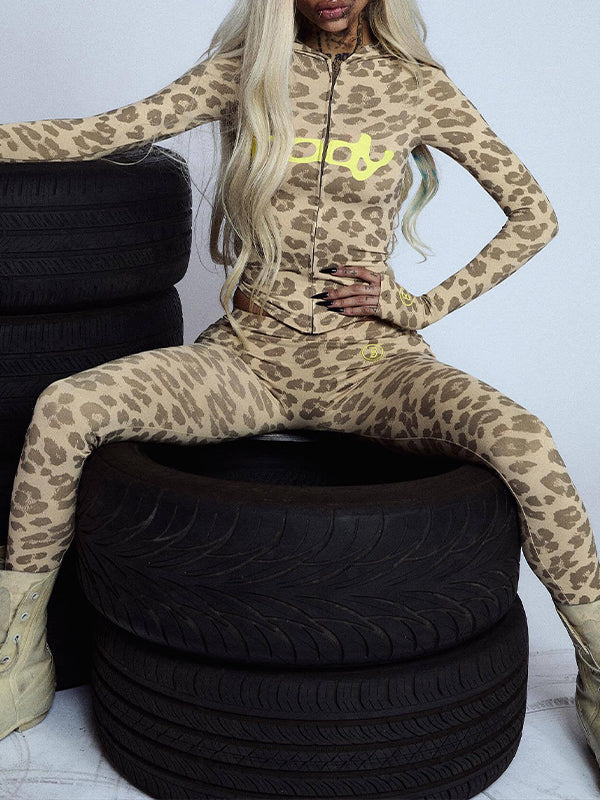 Printed Zip-Front Hoodie & Pants Set