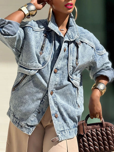 Button-Front Denim Jacket