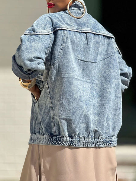 Button-Front Denim Jacket