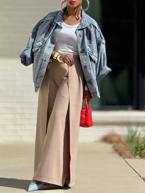 Button-Front Denim Jacket