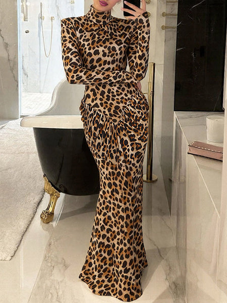 Leopard Open-Back Maxi Dress