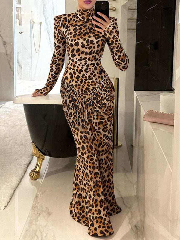 Leopard Open-Back Maxi Dress