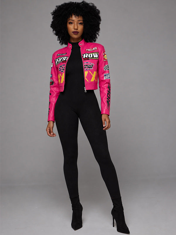 Printed Faux-Leather Jacket