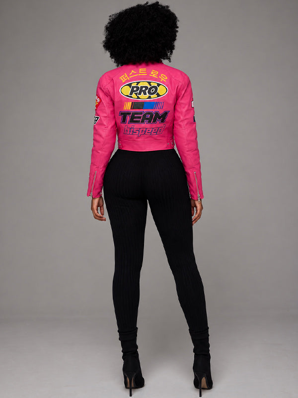 Printed Faux-Leather Jacket