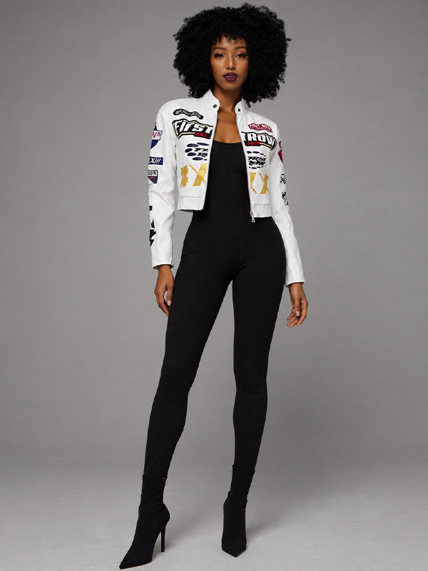 Printed Faux-Leather Jacket