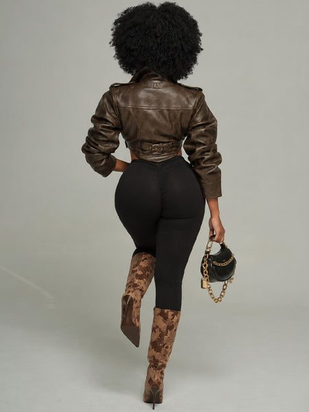 Faux-Leather Corset Jacket