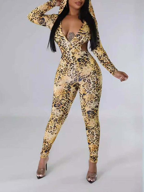 Leopard Hoodie Jumpsuit