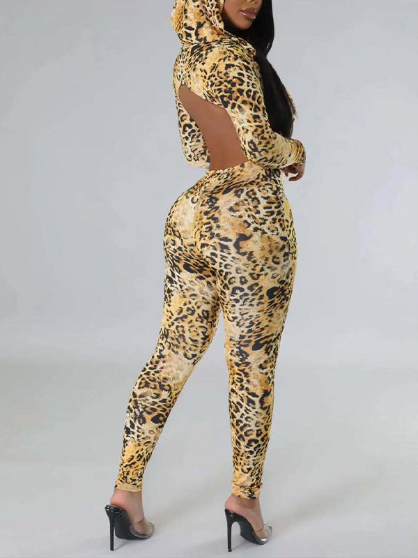 Leopard Hoodie Jumpsuit