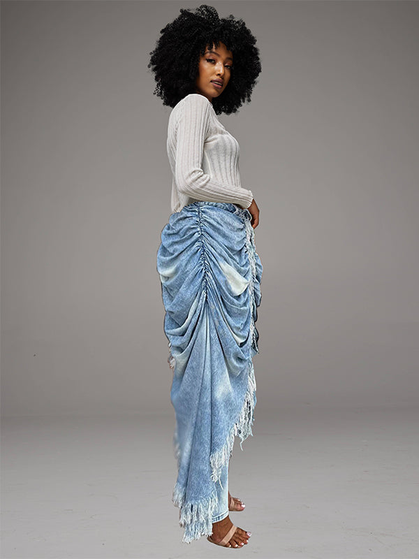 Ruched Draped Cape Jeans