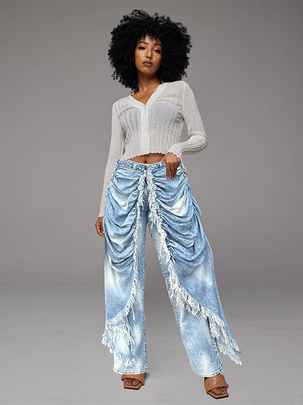 Ruched Draped Cape Jeans