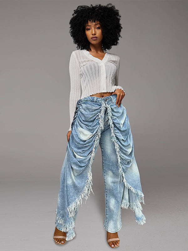 Ruched Draped Cape Jeans