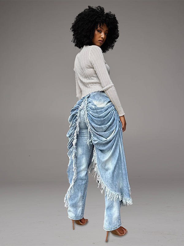 Ruched Draped Cape Jeans