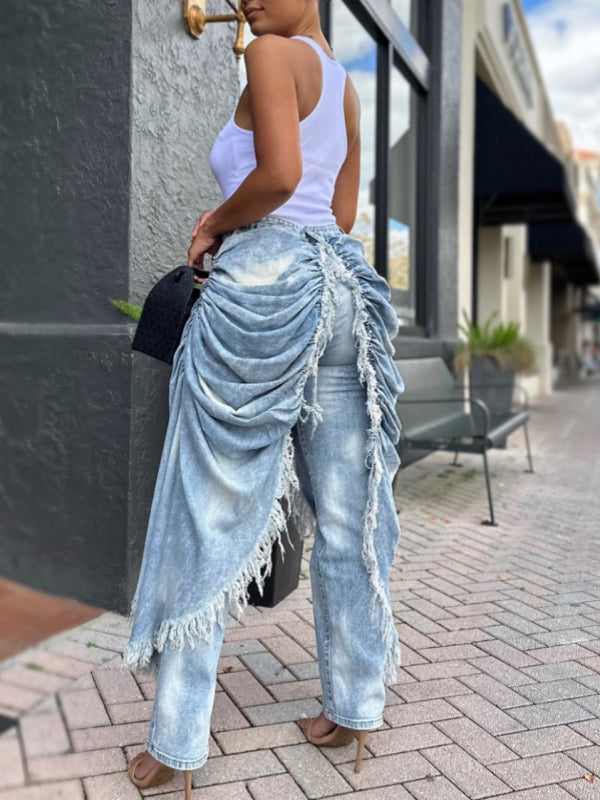 Ruched Draped Cape Jeans – HAUS SAVAGE