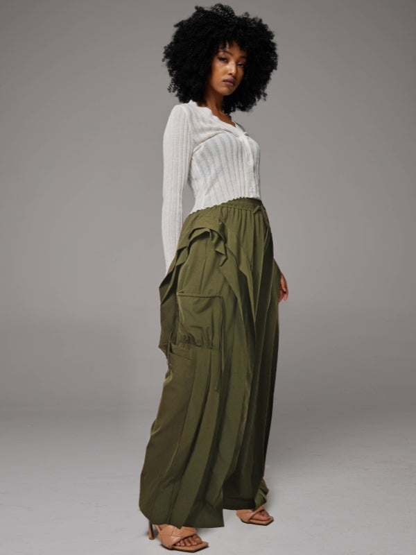 Frilled Wide-Leg Pants