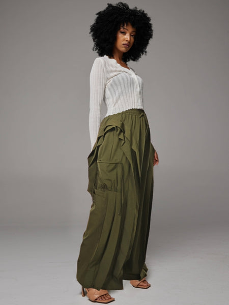 Frilled Wide-Leg Pants