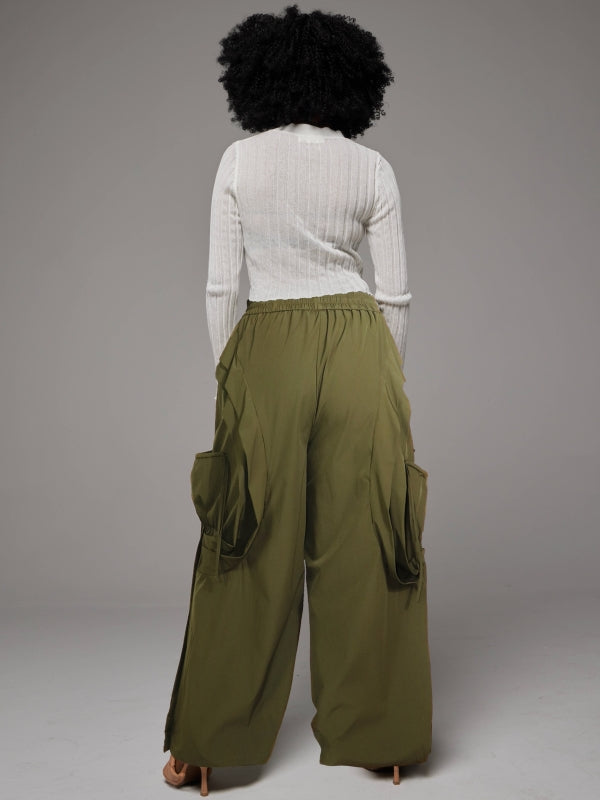 Frilled Wide-Leg Pants