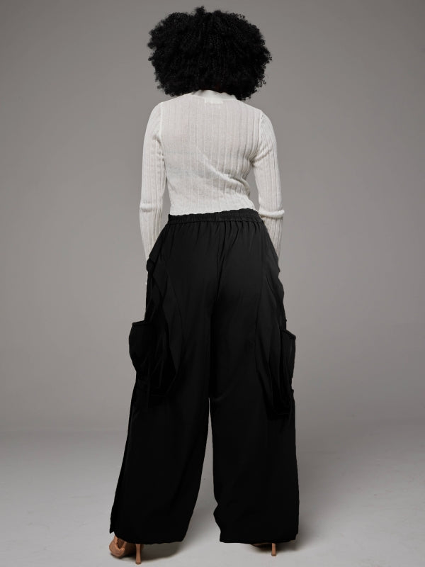 Frilled Wide-Leg Pants
