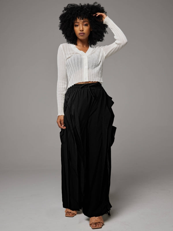 Frilled Wide-Leg Pants