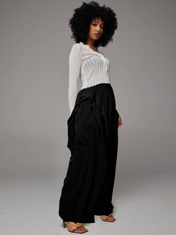 Frilled Wide-Leg Pants