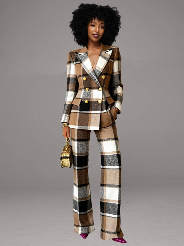 Plaid Blazer & Pants Set