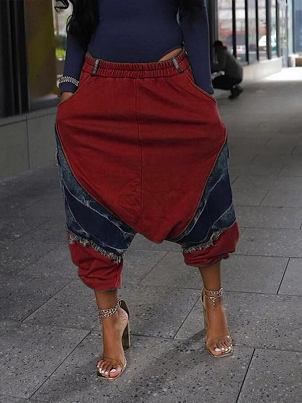 Denim Combo Harem Pants