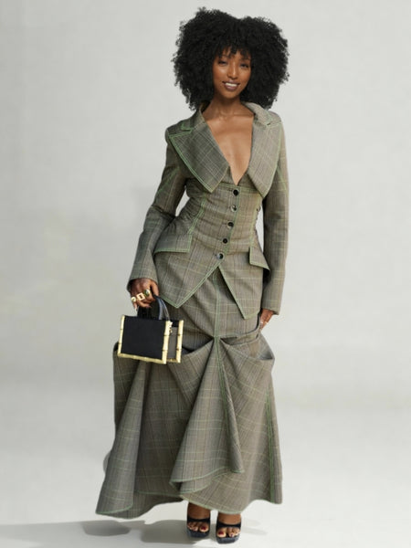 Plaid Blazer & Skirt Set