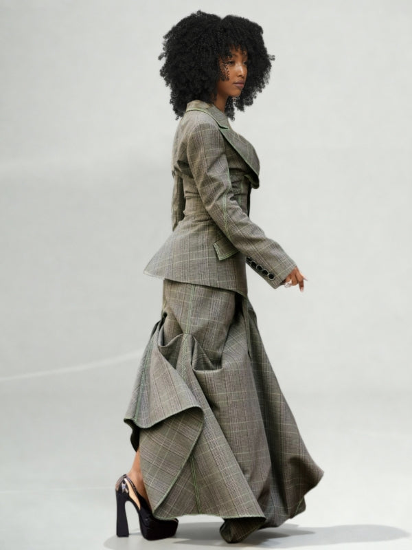 Plaid Blazer & Skirt Set