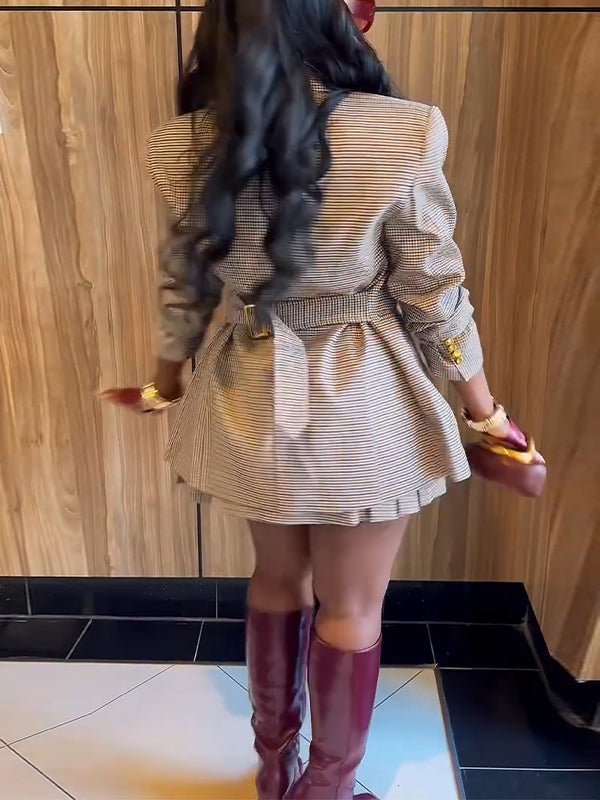 Plaid Button-Front Blazer