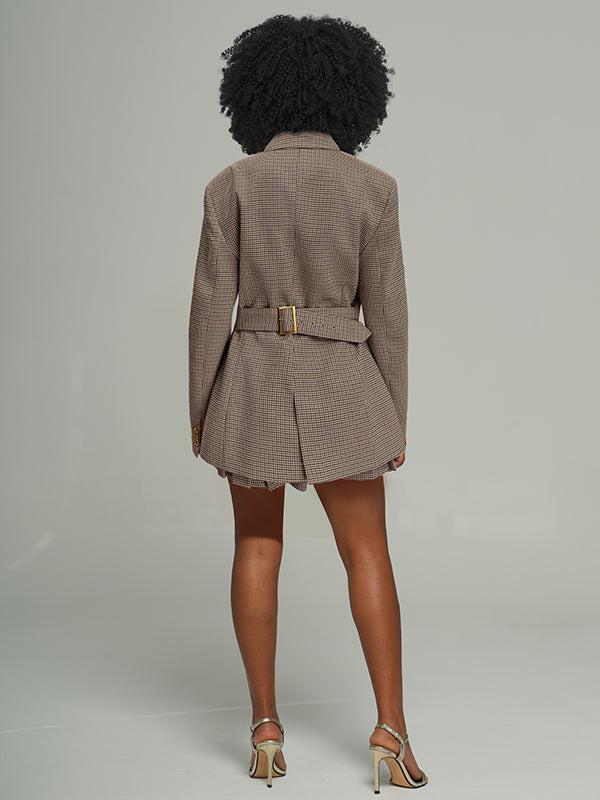 Plaid Blazer & Skirt Set