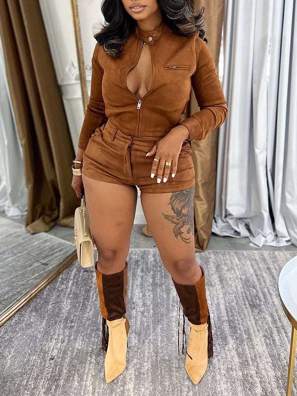 Zip-Front Jacket & Shorts Set