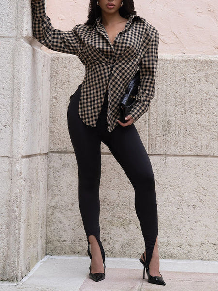 Plaid Side Slit Shirt