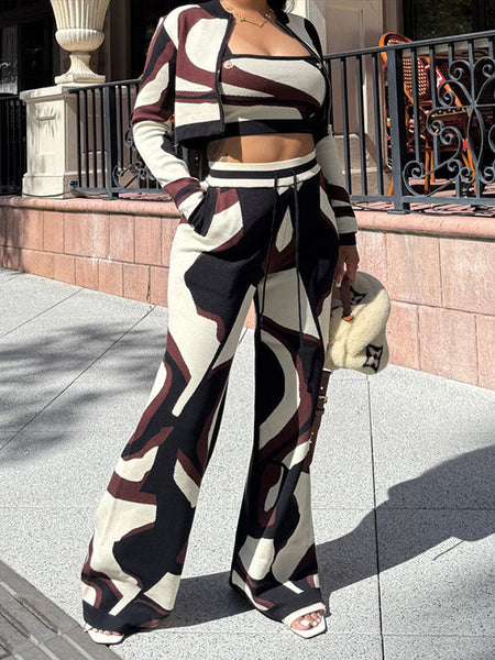 Printed Three-Piece Pants Set
